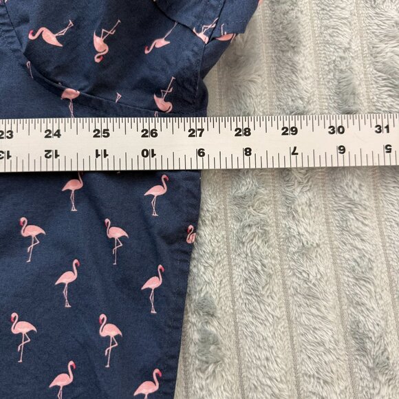 Apt.9 Shirt Mens XXL Preppy Navy Pink Flamingo‎ Short Sleeve Button Up Slim Fit - Picture 5 of 7